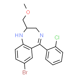 ChemSpider 2D Image | 7-Bromo-5-(2-chlorophenyl)-2-(methoxymethyl)-2,3-dihydro-1H-1,4-benzodiazepine | C17H16BrClN2O