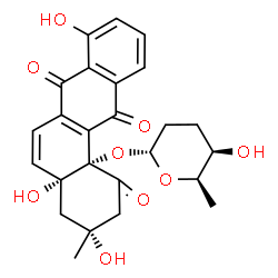 ChemSpider 2D Image | (3R,4aR,12bS)-3,4a,8-Trihydroxy-12b-{[(2R,5R,6R)-5-hydroxy-6-methyltetrahydro-2H-pyran-2-yl]oxy}-3-methyl-3,4,4a,12b-tetrahydro-1,7,12(2H)-tetraphenetrione | C25H26O9