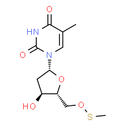 ChemSpider 2D Image | 1-[(2R,4S,5R)-4-Hydroxy-5-{[(methylsulfanyl)oxy]methyl}tetrahydro-2-furanyl]-5-methyl-2,4(1H,3H)-pyrimidinedione | C11H16N2O5S