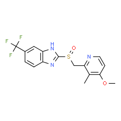 ChemSpider 2D Image | 2-{[(4-Methoxy-3-methyl-2-pyridinyl)methyl]sulfinyl}-6-(trifluoromethyl)-1H-benzimidazole | C16H14F3N3O2S