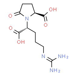 ChemSpider 2D Image | 1-{(1R)-1-Carboxy-4-[(diaminomethylene)amino]butyl}-5-oxo-L-proline | C11H18N4O5