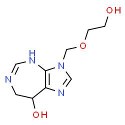 ChemSpider 2D Image | 3-[(2-Hydroxyethoxy)methyl]-3,4,7,8-tetrahydroimidazo[4,5-d][1,3]diazepin-8-ol | C9H14N4O3