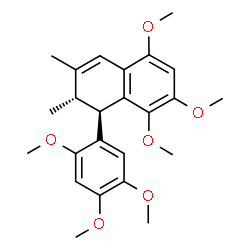 ChemSpider 2D Image | (1R,2S)-5,7,8-Trimethoxy-2,3-dimethyl-1-(2,4,5-trimethoxyphenyl)-1,2-dihydronaphthalene | C24H30O6