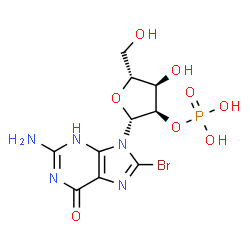 ChemSpider 2D Image | 8-Bromoguanosine 2'-(dihydrogen phosphate) | C10H13BrN5O8P