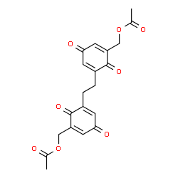 ChemSpider 2D Image | 1,2-Ethanediylbis[(2,5-dioxo-3,6-cyclohexadiene-3,1-diyl)methylene] diacetate | C20H18O8