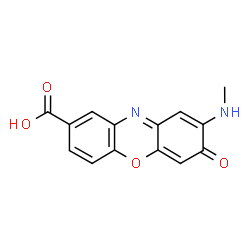 ChemSpider 2D Image | 2-(Methylamino)-3-oxo-3H-phenoxazine-8-carboxylic acid | C14H10N2O4