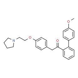 ChemSpider 2D Image | 1-(4'-Methoxy-2-biphenylyl)-2-{4-[2-(1-pyrrolidinyl)ethoxy]phenyl}ethanone | C27H29NO3
