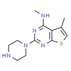 ChemSpider 2D Image | N,5-Dimethyl-2-(1-piperazinyl)thieno[2,3-d]pyrimidin-4-amine | C12H17N5S