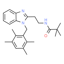 ChemSpider 2D Image | 2,2-Dimethyl-N-{2-[1-(2,3,5,6-tetramethylbenzyl)-1H-benzimidazol-2-yl]ethyl}propanamide | C25H33N3O