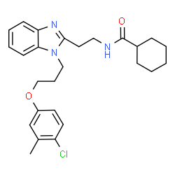 ChemSpider 2D Image | N-(2-{1-[3-(4-Chloro-3-methylphenoxy)propyl]-1H-benzimidazol-2-yl}ethyl)cyclohexanecarboxamide | C26H32ClN3O2