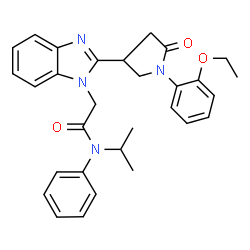 ChemSpider 2D Image | 2-{2-[1-(2-Ethoxyphenyl)-5-oxo-3-pyrrolidinyl]-1H-benzimidazol-1-yl}-N-isopropyl-N-phenylacetamide | C30H32N4O3