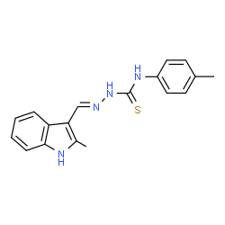 ChemSpider 2D Image | (2E)-2-[(2-Methyl-1H-indol-3-yl)methylene]-N-(4-methylphenyl)hydrazinecarbothioamide | C18H18N4S