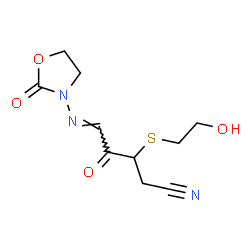 ChemSpider 2D Image | (5E)-3-[(2-Hydroxyethyl)sulfanyl]-4-oxo-5-[(2-oxo-1,3-oxazolidin-3-yl)imino]pentanenitrile | C10H13N3O4S