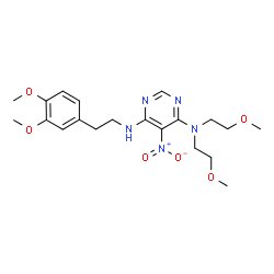 ChemSpider 2D Image | N'-[2-(3,4-Dimethoxyphenyl)ethyl]-N,N-bis(2-methoxyethyl)-5-nitropyrimidine-4,6-diamine | C20H29N5O6