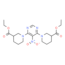 ChemSpider 2D Image | Diethyl 1,1'-(5-nitropyrimidine-4,6-diyl)dipiperidine-3-carboxylate | C20H29N5O6