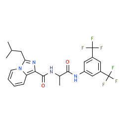 ChemSpider 2D Image | N-(1-{[3,5-Bis(trifluoromethyl)phenyl]amino}-1-oxo-2-propanyl)-3-isobutylimidazo[1,5-a]pyridine-1-carboxamide | C23H22F6N4O2