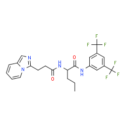 ChemSpider 2D Image | N-[3,5-Bis(trifluoromethyl)phenyl]-N~2~-[3-(imidazo[1,5-a]pyridin-3-yl)propanoyl]norvalinamide | C23H22F6N4O2