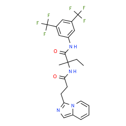 ChemSpider 2D Image | N-[3,5-Bis(trifluoromethyl)phenyl]-N~2~-[3-(imidazo[1,5-a]pyridin-3-yl)propanoyl]isovalinamide | C23H22F6N4O2