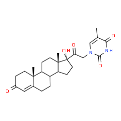 ChemSpider 2D Image | (8xi,9xi,14xi)-17-Hydroxy-21-(5-methyl-2,4-dioxo-3,4-dihydro-1(2H)-pyrimidinyl)pregn-4-ene-3,20-dione | C26H34N2O5