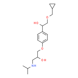 ChemSpider 2D Image | 1-{4-[2-(Cyclopropylmethoxy)-1-hydroxyethyl]phenoxy}-3-(isopropylamino)-2-propanol | C18H29NO4