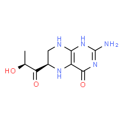 ChemSpider 2D Image | (6R)-2-Amino-6-[(2S)-2-hydroxypropanoyl]-5,6,7,8-tetrahydro-4(1H)-pteridinone | C9H13N5O3