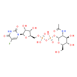 ChemSpider 2D Image | (2R,3R,4R,5S,6R)-3-Acetamido-4,5-dihydroxy-6-(hydroxymethyl)tetrahydro-2H-pyran-2-yl [(2R,3S,4R,5R)-5-(5-fluoro-2,4-dioxo-3,4-dihydro-1(2H)-pyrimidinyl)-3,4-dihydroxytetrahydro-2-furanyl]methyl dihydr
ogen diphosphate | C17H26FN3O17P2