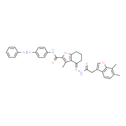 ChemSpider 2D Image | (4E)-4-{[(6,7-Dimethyl-1-benzofuran-3-yl)acetyl]hydrazono}-3-methyl-N-[4-(phenyldiazenyl)phenyl]-4,5,6,7-tetrahydro-1-benzofuran-2-carboxamide | C34H31N5O4