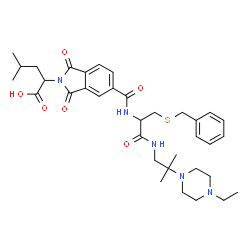 ChemSpider 2D Image | 2-(5-{[3-(Benzylsulfanyl)-1-{[2-(4-ethyl-1-piperazinyl)-2-methylpropyl]amino}-1-oxo-2-propanyl]carbamoyl}-1,3-dioxo-1,3-dihydro-2H-isoindol-2-yl)-4-methylpentanoic acid | C35H47N5O6S