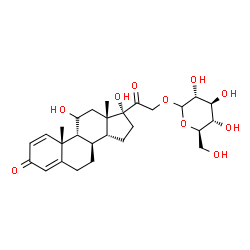 ChemSpider 2D Image | (8alpha,9beta,14beta)-11,17-Dihydroxy-3,20-dioxopregna-1,4-dien-21-yl D-glucopyranoside | C27H38O10