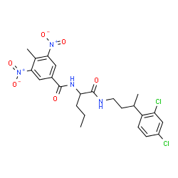 ChemSpider 2D Image | N-(1-{[3-(2,4-Dichlorophenyl)butyl]amino}-1-oxo-2-pentanyl)-4-methyl-3,5-dinitrobenzamide | C23H26Cl2N4O6