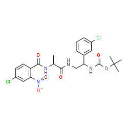 ChemSpider 2D Image | 2-Methyl-2-propanyl [2-{[N-(4-chloro-2-nitrobenzoyl)alanyl]amino}-1-(3-chlorophenyl)ethyl]carbamate | C23H26Cl2N4O6