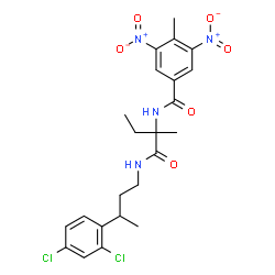 ChemSpider 2D Image | N-(1-{[3-(2,4-Dichlorophenyl)butyl]amino}-2-methyl-1-oxo-2-butanyl)-4-methyl-3,5-dinitrobenzamide | C23H26Cl2N4O6