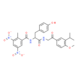 ChemSpider 2D Image | N-[2-(3-Isopropyl-4-methoxyphenyl)-2-oxoethyl]-Nalpha-(2-methyl-3,5-dinitrobenzoyl)tyrosinamide | C29H30N4O9