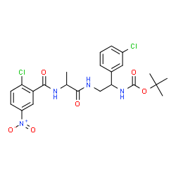 ChemSpider 2D Image | 2-Methyl-2-propanyl [2-{[N-(2-chloro-5-nitrobenzoyl)alanyl]amino}-1-(3-chlorophenyl)ethyl]carbamate | C23H26Cl2N4O6