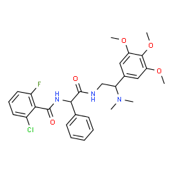 ChemSpider 2D Image | 2-Chloro-N-(2-{[2-(dimethylamino)-2-(3,4,5-trimethoxyphenyl)ethyl]amino}-2-oxo-1-phenylethyl)-6-fluorobenzamide | C28H31ClFN3O5