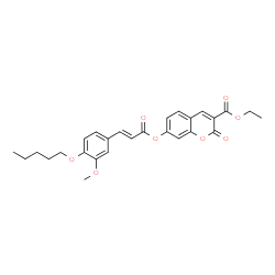 ChemSpider 2D Image | Ethyl 7-({(2E)-3-[3-methoxy-4-(pentyloxy)phenyl]-2-propenoyl}oxy)-2-oxo-2H-chromene-3-carboxylate | C27H28O8