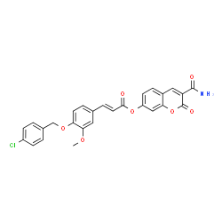 ChemSpider 2D Image | 3-Carbamoyl-2-oxo-2H-chromen-7-yl (2E)-3-{4-[(4-chlorobenzyl)oxy]-3-methoxyphenyl}acrylate | C27H20ClNO7