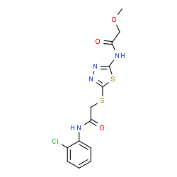 ChemSpider 2D Image | N-[5-({2-[(2-Chlorophenyl)amino]-2-oxoethyl}sulfanyl)-1,3,4-thiadiazol-2-yl]-2-methoxyacetamide | C13H13ClN4O3S2