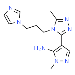 ChemSpider 2D Image | 4-{4-[3-(1H-Imidazol-1-yl)propyl]-5-methyl-4H-1,2,4-triazol-3-yl}-1-methyl-1H-pyrazol-5-amine | C13H18N8