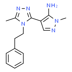 ChemSpider 2D Image | 1-Methyl-4-[5-methyl-4-(2-phenylethyl)-4H-1,2,4-triazol-3-yl]-1H-pyrazol-5-amine | C15H18N6