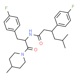 ChemSpider 2D Image | 3-(4-Fluorophenyl)-N-[3-(4-fluorophenyl)-1-(4-methyl-1-piperidinyl)-1-oxo-2-propanyl]-5-methylhexanamide | C28H36F2N2O2