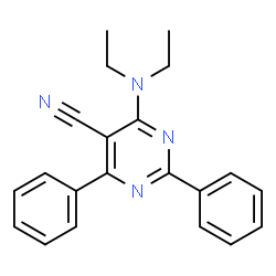 ChemSpider 2D Image | 4-(Diethylamino)-2,6-diphenyl-5-pyrimidinecarbonitrile | C21H20N4