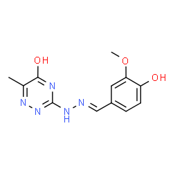 ChemSpider 2D Image | 3-[(2E)-2-(4-Hydroxy-3-methoxybenzylidene)hydrazino]-6-methyl-1,2,4-triazin-5-ol | C12H13N5O3
