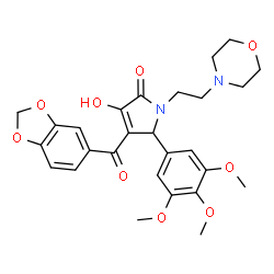 ChemSpider 2D Image | 4-(1,3-Benzodioxol-5-ylcarbonyl)-3-hydroxy-1-[2-(4-morpholinyl)ethyl]-5-(3,4,5-trimethoxyphenyl)-1,5-dihydro-2H-pyrrol-2-one | C27H30N2O9