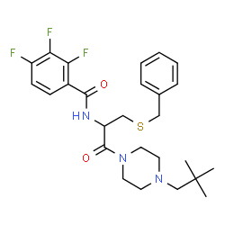 ChemSpider 2D Image | N-{3-(Benzylsulfanyl)-1-[4-(2,2-dimethylpropyl)-1-piperazinyl]-1-oxo-2-propanyl}-2,3,4-trifluorobenzamide | C26H32F3N3O2S