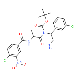 ChemSpider 2D Image | 2-Methyl-2-propanyl [2-amino-1-(3-chlorophenyl)ethyl][N-(4-chloro-3-nitrobenzoyl)alanyl]carbamate | C23H26Cl2N4O6