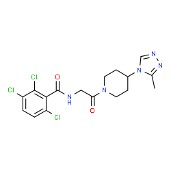 ChemSpider 2D Image | 2,3,6-Trichloro-N-{2-[4-(3-methyl-4H-1,2,4-triazol-4-yl)-1-piperidinyl]-2-oxoethyl}benzamide | C17H18Cl3N5O2