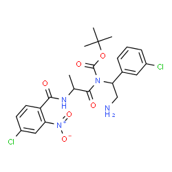 ChemSpider 2D Image | 2-Methyl-2-propanyl [2-amino-1-(3-chlorophenyl)ethyl][N-(4-chloro-2-nitrobenzoyl)alanyl]carbamate | C23H26Cl2N4O6