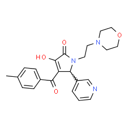 ChemSpider 2D Image | 3-Hydroxy-4-(4-methylbenzoyl)-1-[2-(4-morpholinyl)ethyl]-5-(3-pyridinyl)-1,5-dihydro-2H-pyrrol-2-one | C23H25N3O4