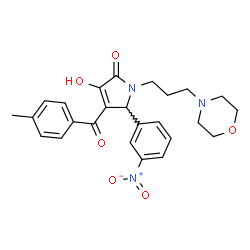 ChemSpider 2D Image | 3-hydroxy-4-(4-methylbenzoyl)-1-(3-morpholinopropyl)-5-(3-nitrophenyl)-1H-pyrrol-2(5H)-one | C25H27N3O6